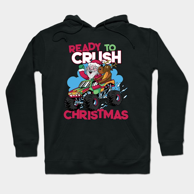 Ready to Crush Christmas // Santa Monster Truck Xmas Hoodie by SLAG_Creative